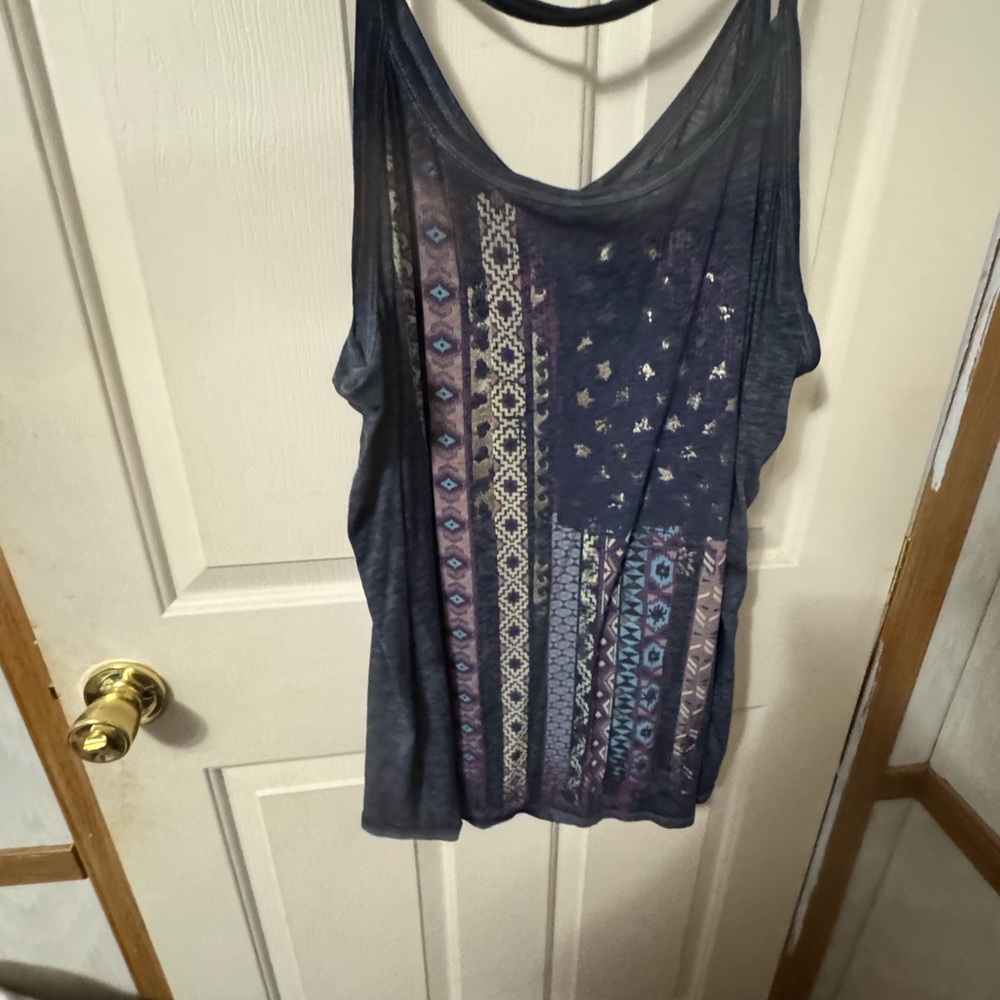 Maurices Patterned Blue Tank Top